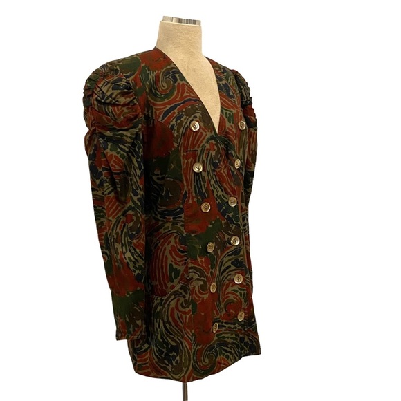 Vintage Long Line Blazer Puff Sleeve Floral By Gina Danova Size 10 - Picture 9 of 14